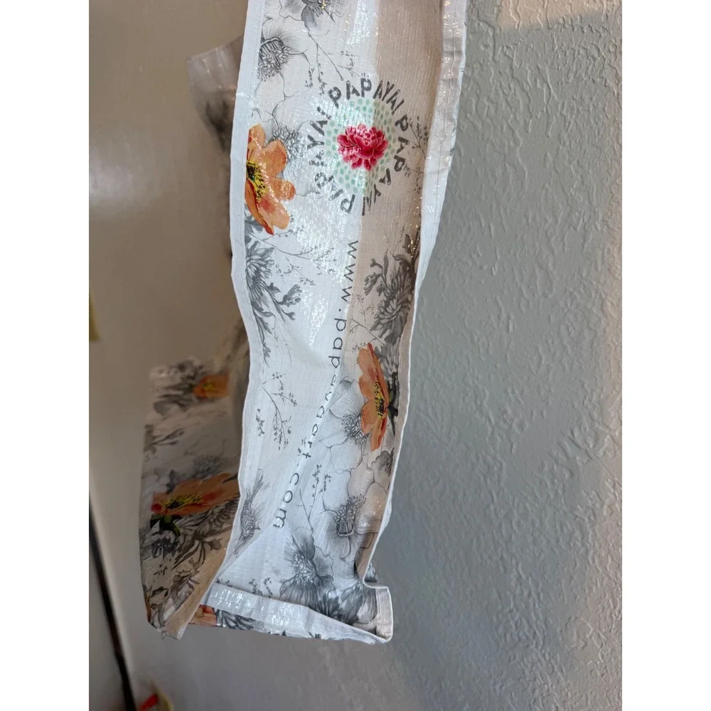 Papaya Art Butterfly Floral‎ Reusable Tote Bag Woven Shopper White Boho